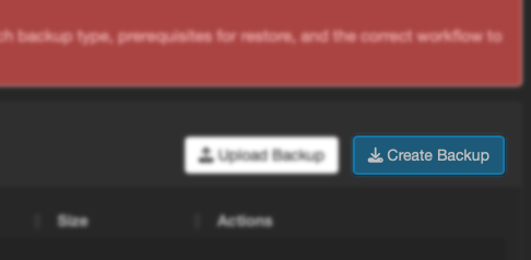 Create Backup button